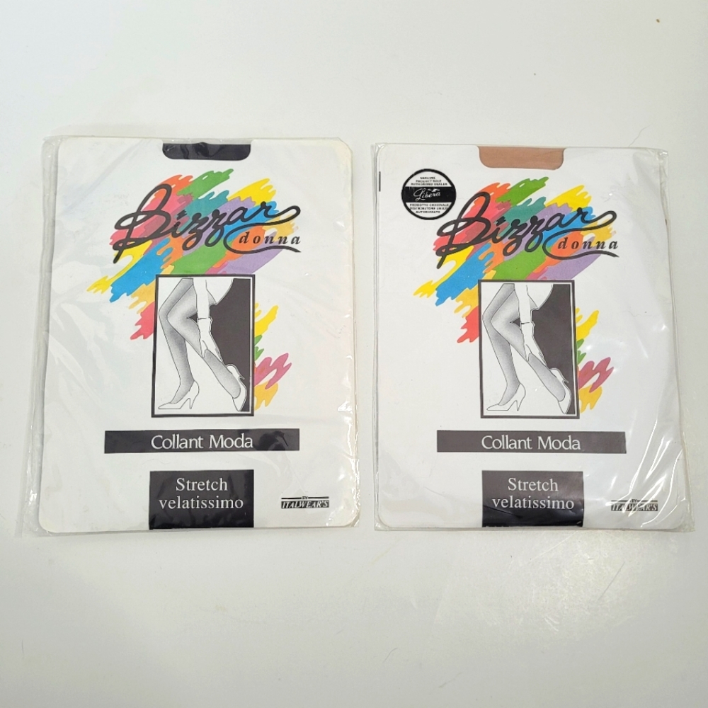 Set of 2 pairs of black and tan pantyhose by Bizzar Donna